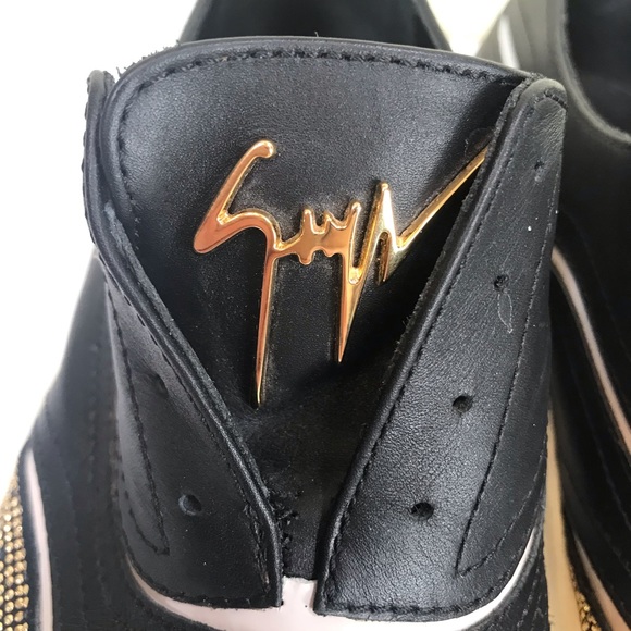 Giuseppe Zanotti Leather Mini Studs Sneakers Slip On Oxford Slides Logo Glitter - Picture 6 of 16